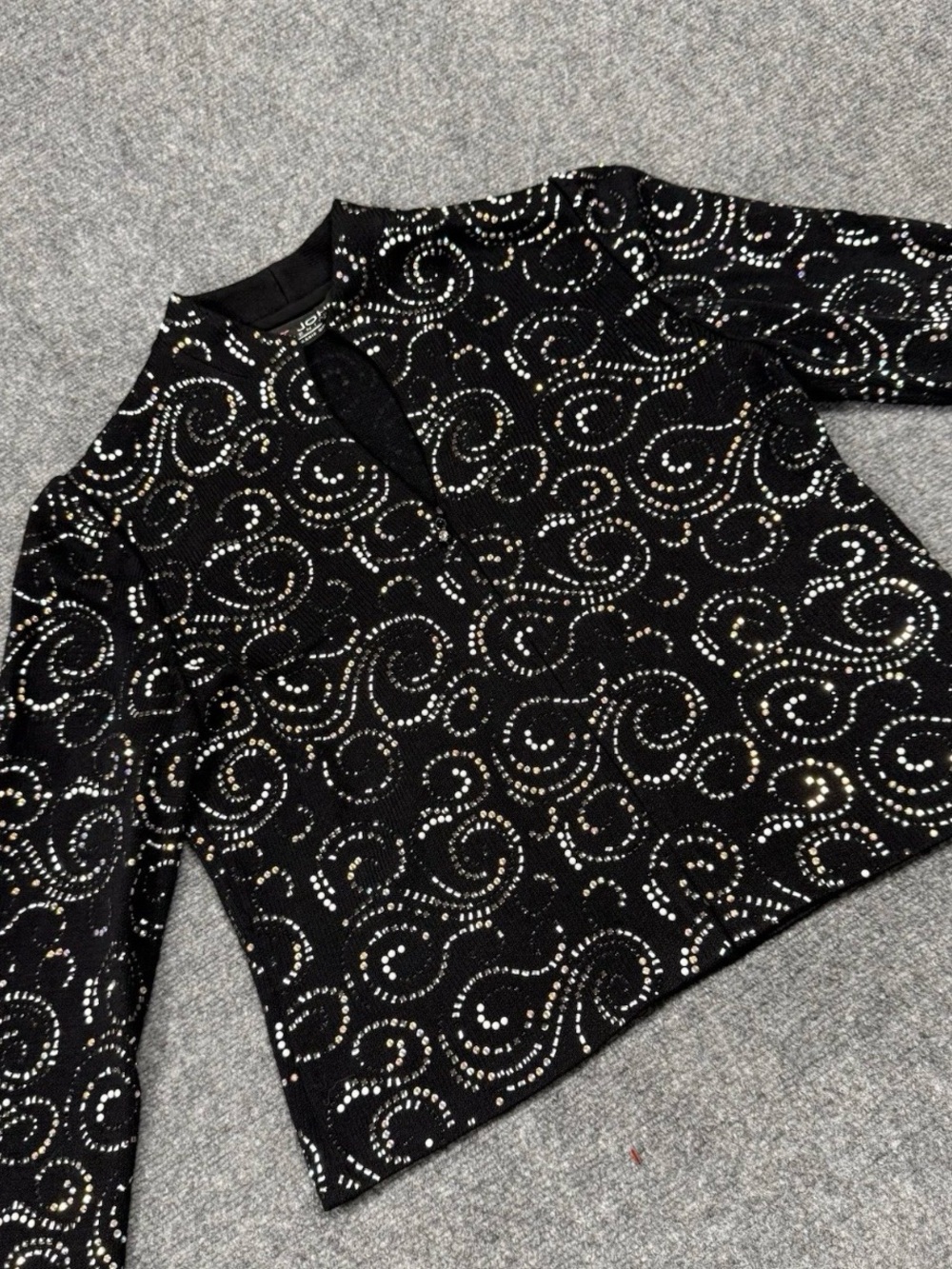 st john evening zip up black jakcet shine sz 8